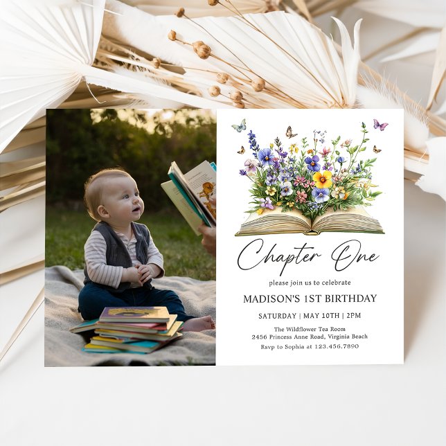 Wildflower Storybook Chapter One Birthday Photo Invitation (Creator Uploaded)