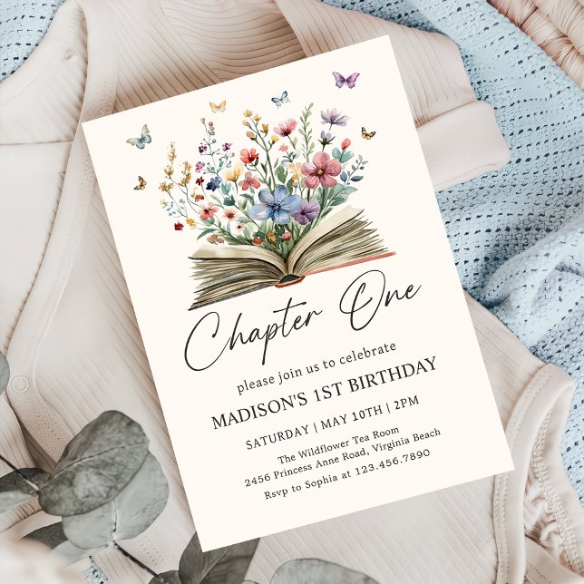 Wildflower Storybook Chapter One First Birthday Invitation (Creator Uploaded)