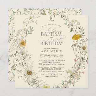 Wildflower Summer Baptism Baptism 1st Birthday Invitation