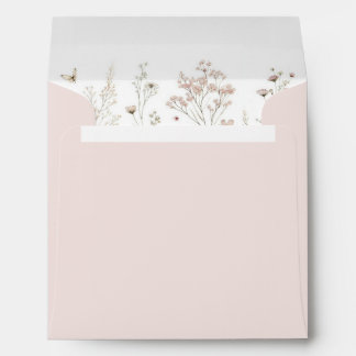 Wildflower summer minimalist drinks wedding menue envelope
