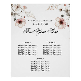 Wildflower summer minimalist seating chart