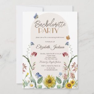 Wildflower Sunflower Butterflies Bachelorette  Invitation