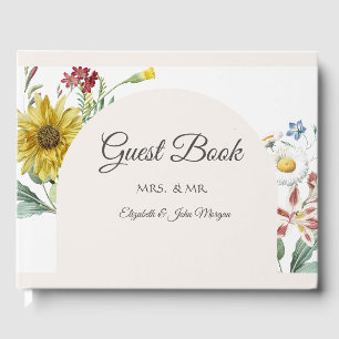 Wildflower Sunflower Butterflies Guest Book