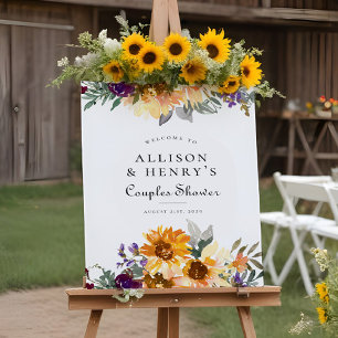 Wildflower Sunflower Couples Bridal Shower Sign