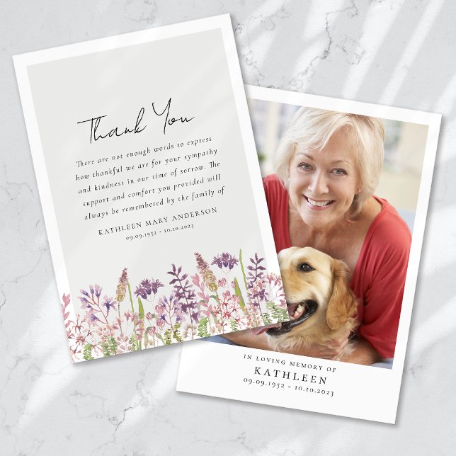 Wildflower Sympathy Funeral Thank You Card (Creator Uploaded)