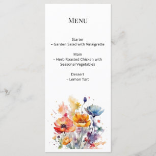 Wildflower Symphony: Colourful Spring Watercolor Menu
