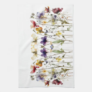 Wildflower Symphony: Vibrant Watercolor Art Tea Towel