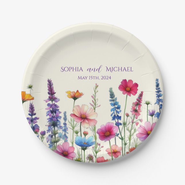 Wildflower Symphony-Wedding- Paper Plate (Front)