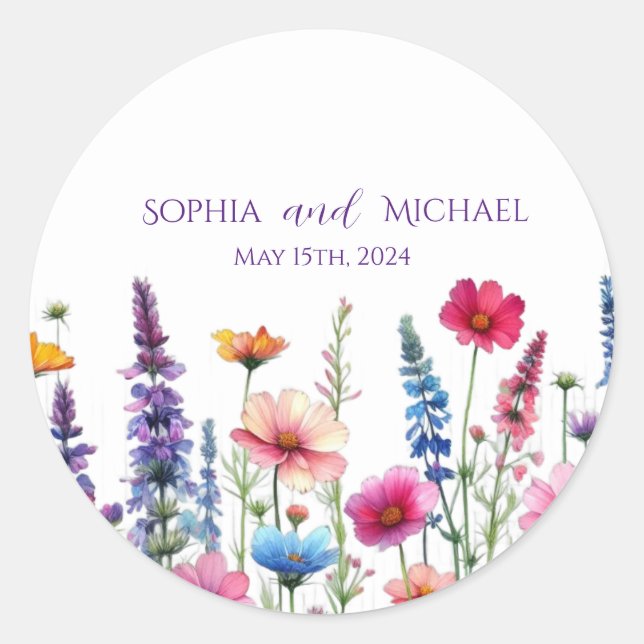 Wildflower Symphony Wedding Stickers (Front)