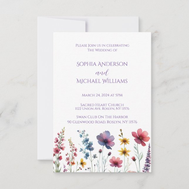 Wildflower Symphony Wedding Theme Invitation (Front)
