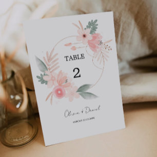 Wildflower Table Number Card Template, Minimalist 