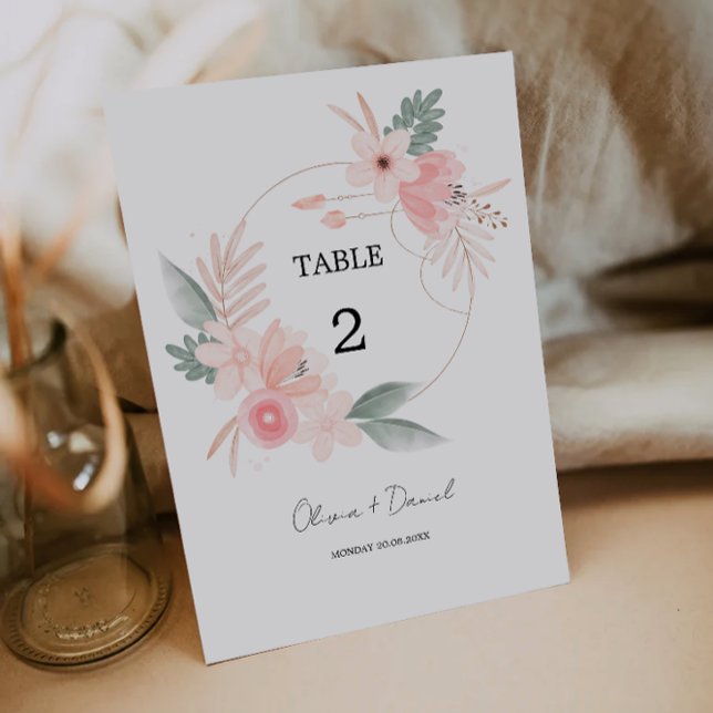 Wildflower Table Number Card Template, Minimalist  (Creator Uploaded)