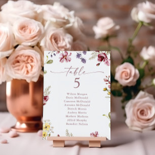 Wildflower Table Number Seating Card