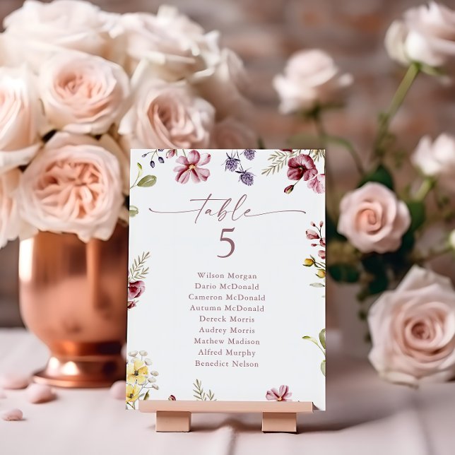 Wildflower Table Number Seating Card (Creator Uploaded)