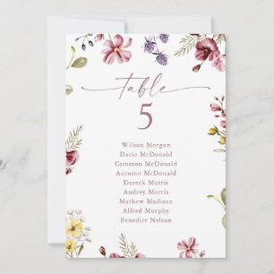 Wildflower Table Number Seating Card