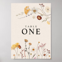 Wildflower Table Numbers Poster