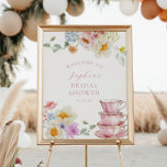 Wildflower Tea Bridal Shower Welcome Poster<br><div class="desc">Bridal Shower Welcome Sign featuring a stack of white teacups with flowers. Customise with your information for the bride to be. Click "click to customise further" to change the font style,  size or colour.</div>