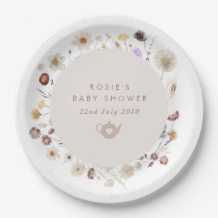 Wildflower Tea Party Baby Shower Paper Plate