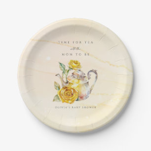 Wildflower tea party baby shower paper plate