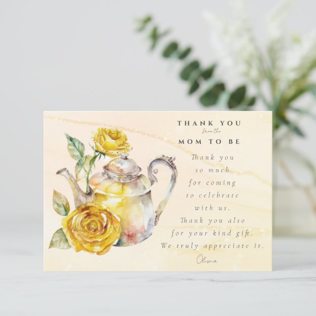Wildflower tea party baby shower  thank you card (Standing Front)