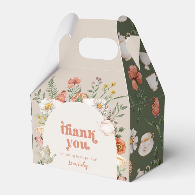 Wildflower Tea Party Birthday Favour Boxes (Front Side)