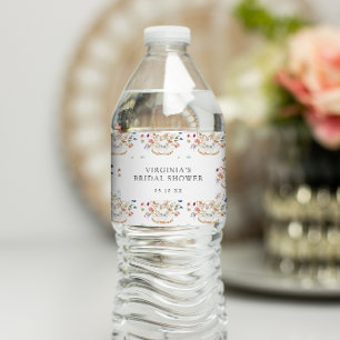 Wildflower Tea Party Bridal Shower Water Bottle Label