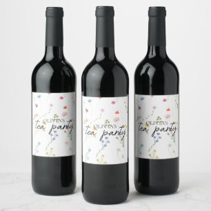 Wildflower Tea Party Bridal shower Wine Label