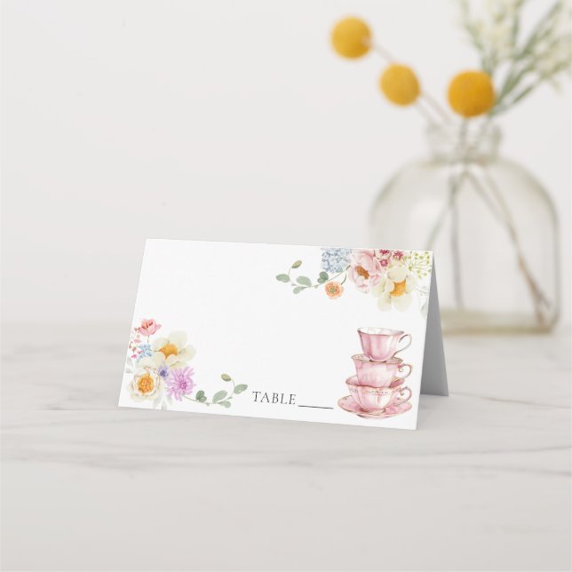 Wildflower Tea Party Name Place Cards (Front)
