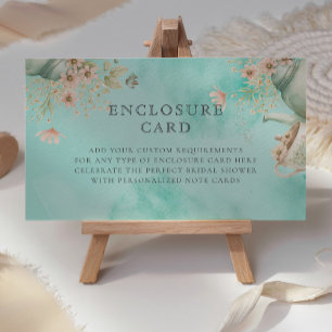 Wildflower Tea Party Teal Blue Bridal Shower Enclosure Card