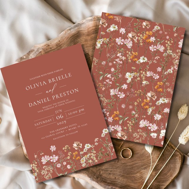  Wildflower Terracotta Boho Garden Wedding Invitation (Creator Uploaded)
