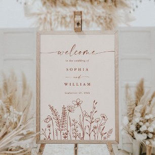 Wildflower Terracotta Fall Wedding Welcome Sign