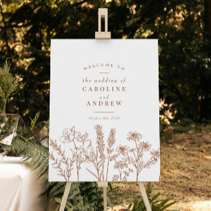 Wildflower Terracotta Fall Wedding Welcome Sign