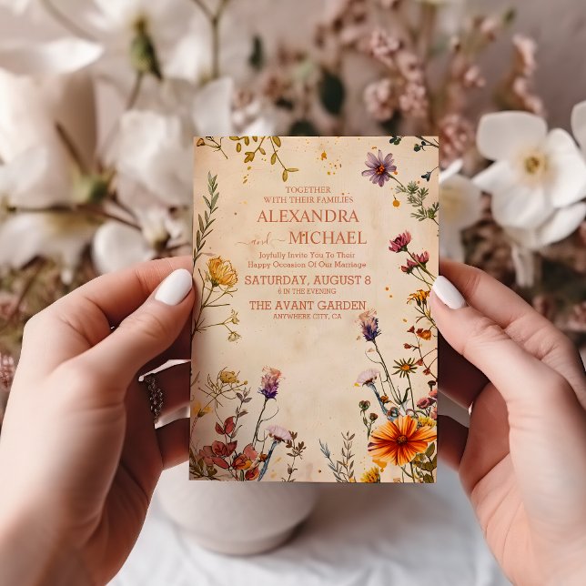 Wildflower Terracotta Floral Watercolor Wedding Invitation (Creator Uploaded)
