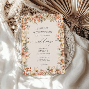 Wildflower Terracotta Floral Watercolor Wedding Invitation