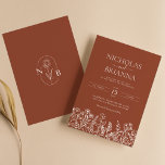 Wildflower Terracotta Minimalist Wedding Monogram Invitation<br><div class="desc">Wildflower Terracotta Minimalist Wedding Monogram Invitation. Easily personalise by replacing each info. Make sure to check the preview before adding to cart.</div>