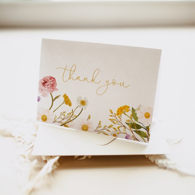 Wildflower Thank Card, Bohemian Florals  You Card (Creator Uploaded)