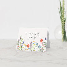 Wildflower thank you card, flowers thank you card