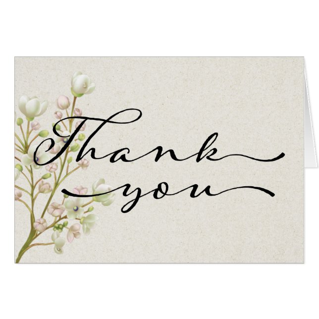 Wildflower Thank You Card with Babies Breath (Front Horizontal)