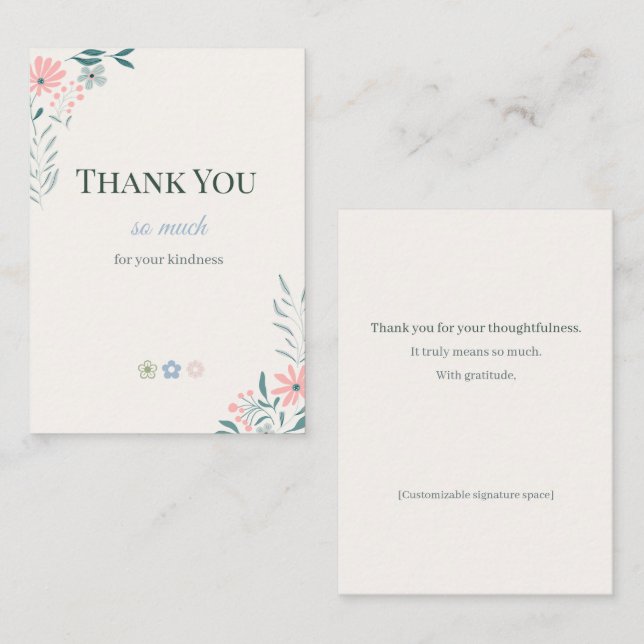 Wildflower Thank You Cards Multipack Elegan (Front/Back)