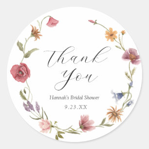 Wildflower Thank You Favour Round Sticker