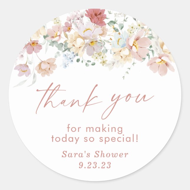 Wildflower Thank You Favour Sticker | Modern Flora (Front)