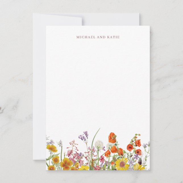 Wildflower Thank You Note Card Stationery (Front)