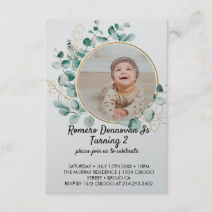 Wildflower Theme Boy 2st Birthday Invitation Card