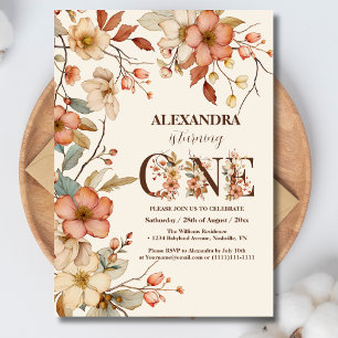 Wildflower Theme Girl 1st Birthday Invitation