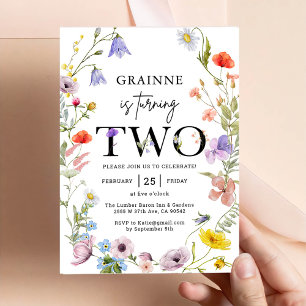 Wildflower Theme Girl 2nd Birthday Invitation
