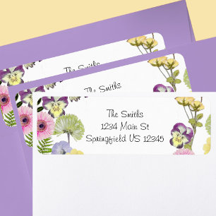 Wildflower theme return address labels