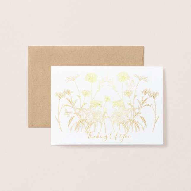 Wildflower Thinking Of You Foil Card (Front With Envelope)