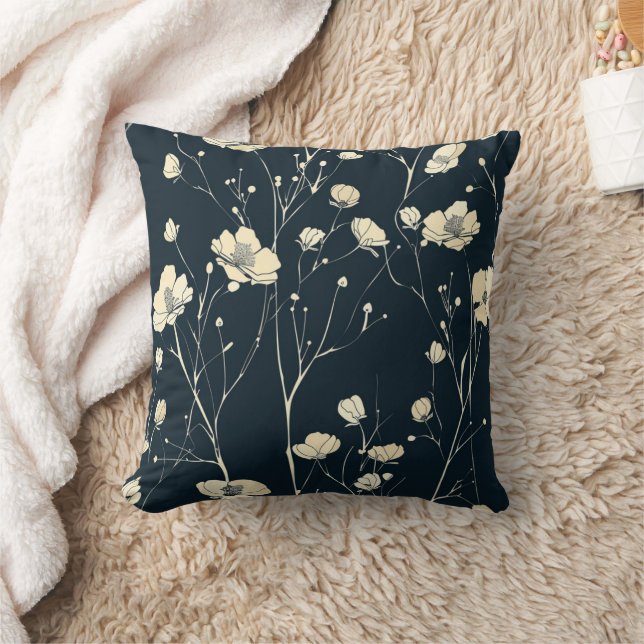 wildflower throw pillow, floral decorative pillow, cushion (Blanket)