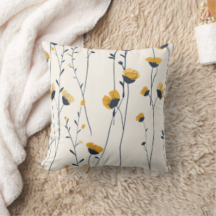 wildflower throw pillow, floral decorative pillow, cushion
