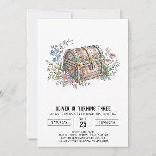Wildflower Treasure Chest Birthday Invitation